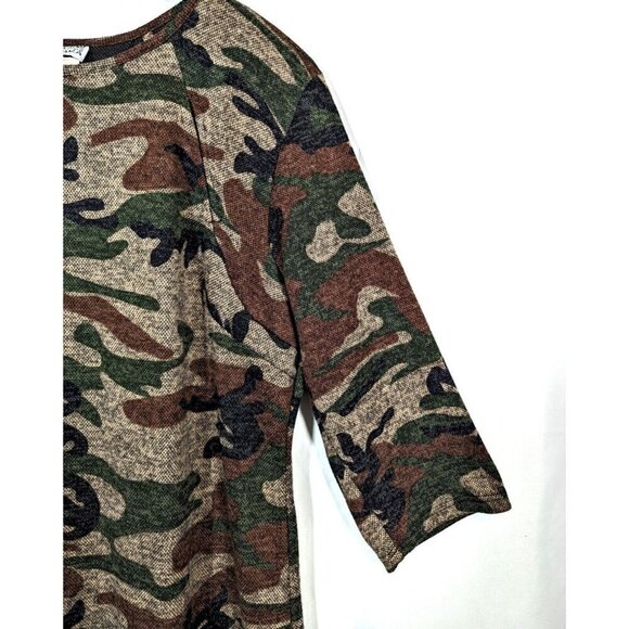 VAMP Camo Sweater Dress Fall Country Girl Plus Size 1X Stretchy Knit Midi Sheath - Picture 3 of 10